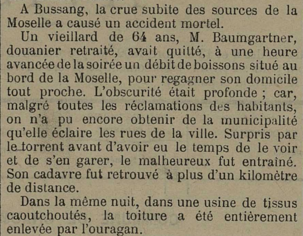 1892.10.30 - BAUMGARTNER entrainé par la crue de la Moselle