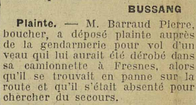 1941.01 - BARRAUD se fait voler un veau à Fresne